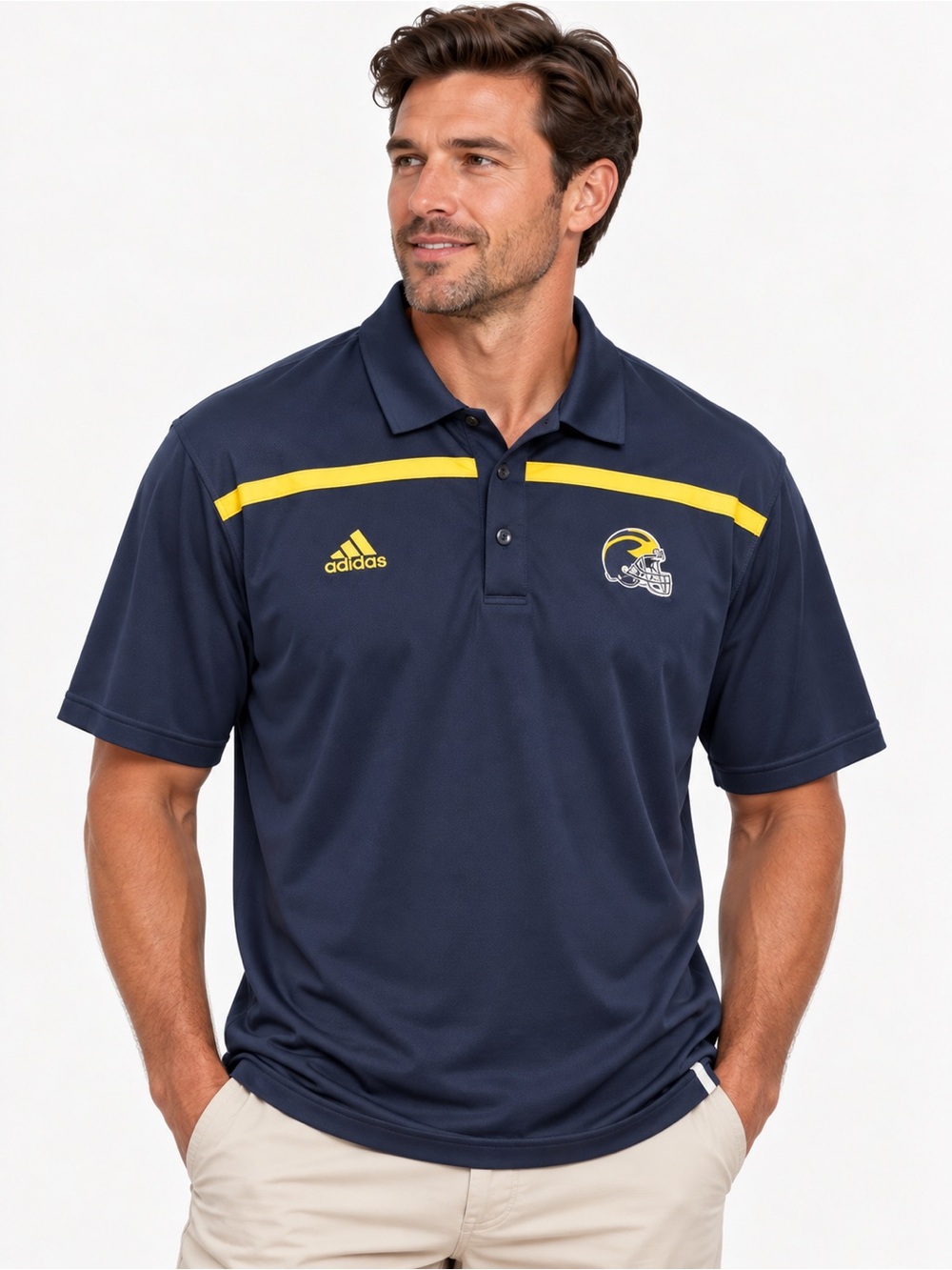 adidas Men’s Navy Polo with Yellow Accents